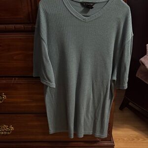 jf j.ferrar Men's Ribbed Short Sleeve Shirt in Sage Green